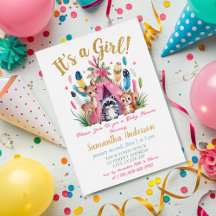Bois rose mignon Animaux Boho Girl Baby shower