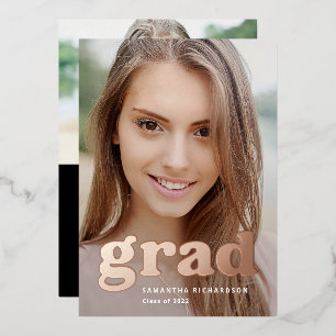 Invitation En Aluminium Bold graduate   Deux fois Photo 2022 Graduation