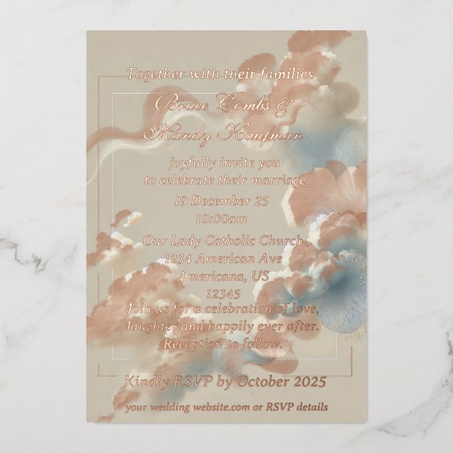 Invitation En Aluminium Bonheur éthéré (Recto)