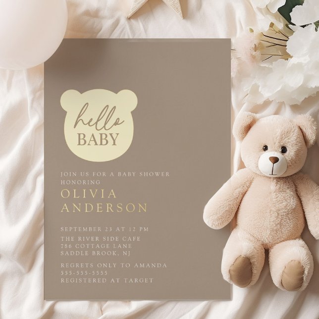 Invitation En Aluminium Bonjour Baby shower bébé ours (Créateur téléchargé)