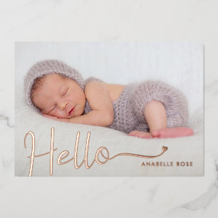 Invitation En Aluminium Bonjour Bébé Photo Or Rose