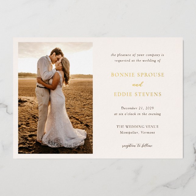Invitation En Aluminium Bonnie Photo Mariage élégant (Recto)