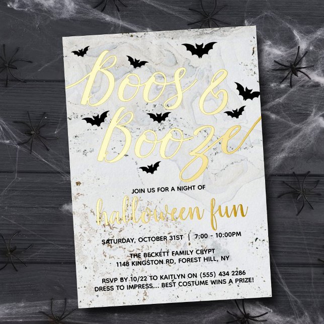 Invitation En Aluminium Booze & Booze Halloween Party Real (Créateur téléchargé)