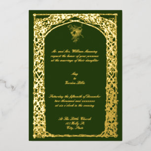 Invitation En Aluminium Bordure de treillis de vigne de l'ère victorienne