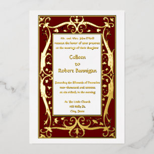 Invitation En Aluminium Bordure de vigne ornementale vintage 1909