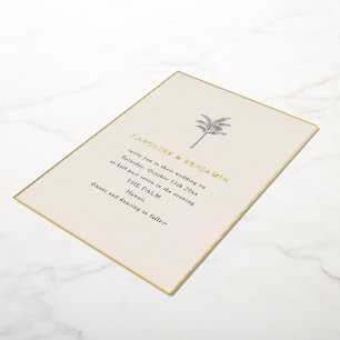 Invitation En Aluminium Bordure dorée élégante de mariage d'arbre de palmi