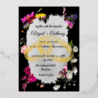 Invitation En Aluminium Bordure élégante florale moderne