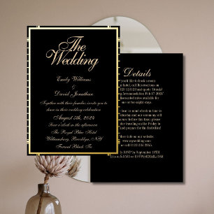 Invitation En Aluminium Bordure métal or noir gothique