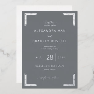 Invitation En Aluminium Bordures métalliques grises élégantes