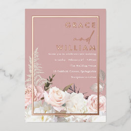 Invitation En Aluminium Botanique moderne Mariage Rose or