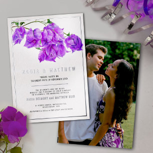 Invitation En Aluminium Bougainvillea argent violet mariage d'aquarelle