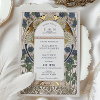 Bougainvillea Bleu Nuit Or Mariage Art Nouveau