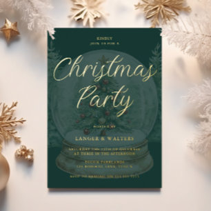 Invitation En Aluminium Boule de Noël vert émeraude et or Fête de Christma