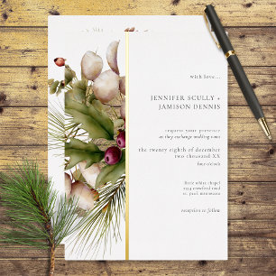 Invitation En Aluminium Bouquet de mariage hivernal au pin rustique
