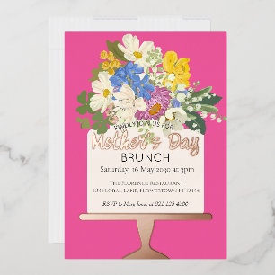 Invitation En Aluminium Bouquet floral Brunch Fête des Mères