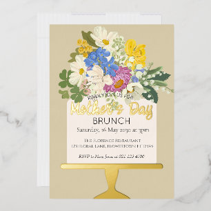 Invitation En Aluminium Bouquet floral Brunch Fête des Mères