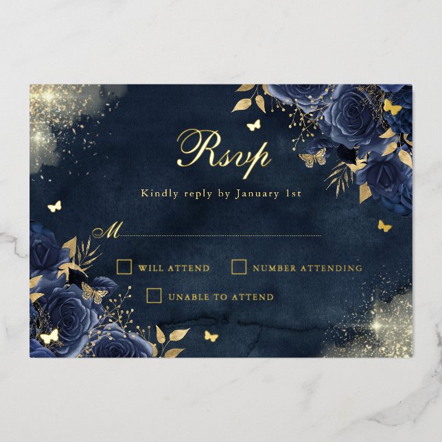 Invitation En Aluminium Bouteille d'or Floral Marine Quinceanera (Recto)