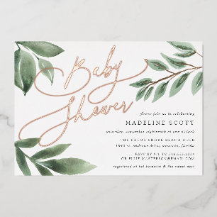 Invitation En Aluminium Branche de la construction   Baby shower botanique