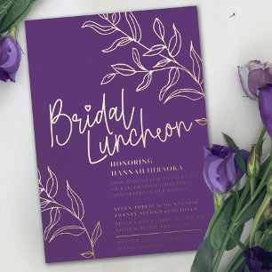 Invitation En Aluminium Branche d'or violet rose de la nuptiale feuille dé