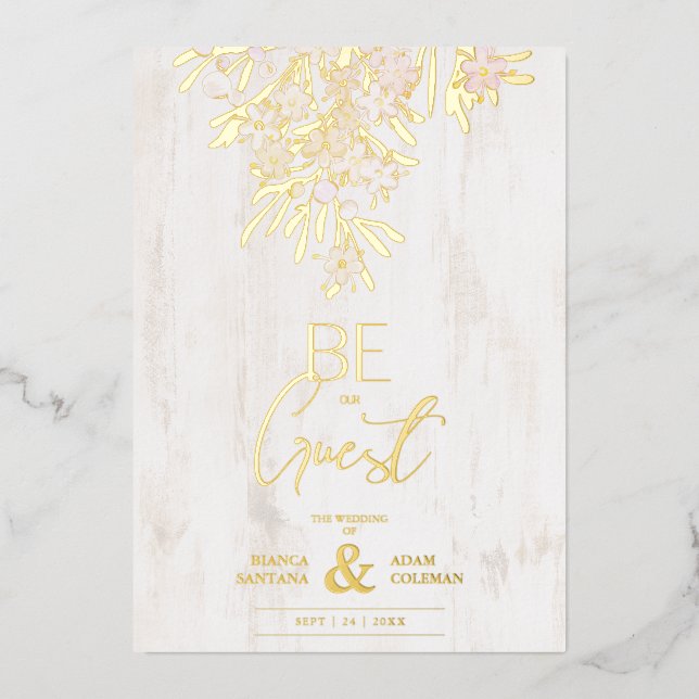 Invitation En Aluminium Branches botaniques rustiques de fantaisie sur Arr (Recto)