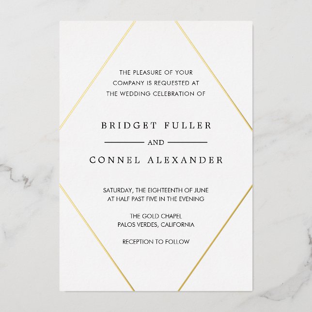 Invitation En Aluminium Bridget Mariage moderne géométrique (Recto)