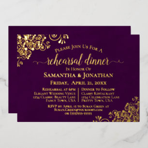Invitation En Aluminium Broderie dorée sur un dîner de répétition de maria