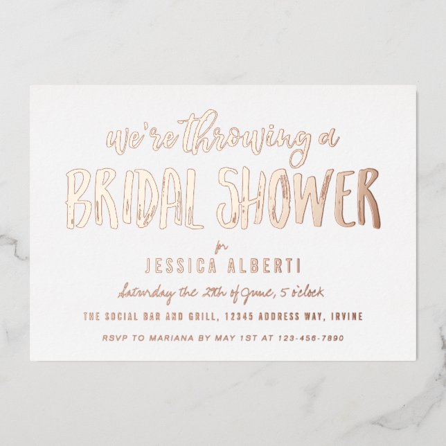 Invitation En Aluminium Brossé Shimmer Fête des mariées Gold (Recto)