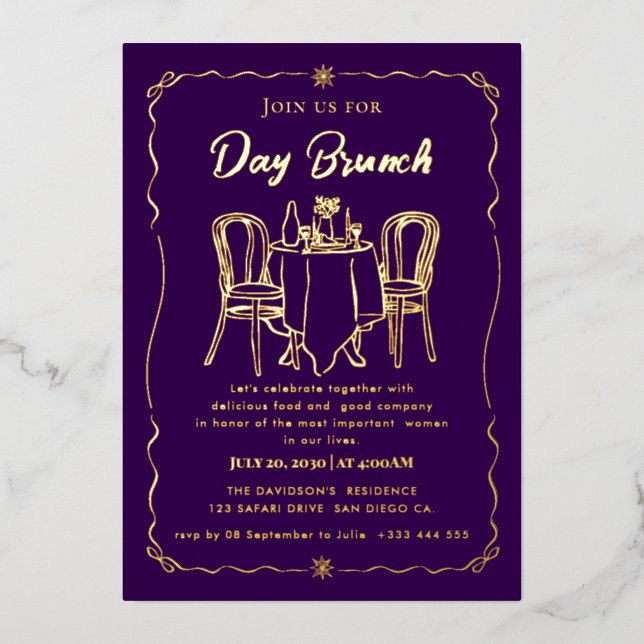 Invitation En Aluminium Brunch de la fête des mères (Recto)