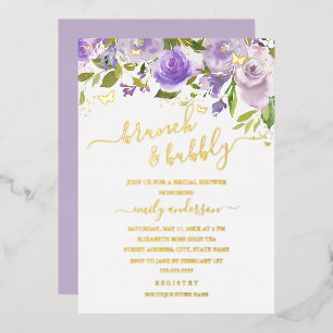 Invitation En Aluminium Brunch Et Bubbly Aquarelle Or Rose