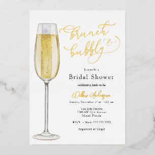 Invitation En Aluminium Brunch et Fête des mariées champagne Bubbly