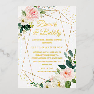 Invitation En Aluminium Brunch FOIL OR Et Fête des mariées Bubbly