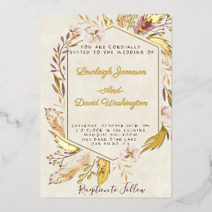 Invitation En Aluminium Budget Boho plumes de mariage 