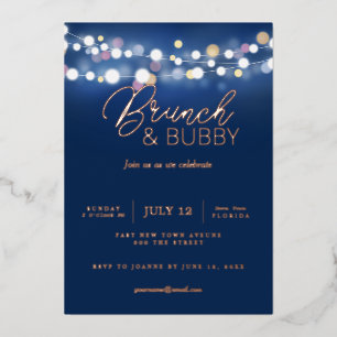 Invitation En Aluminium Bulles & Brunch Élégant Champagne & Brunch