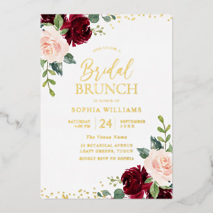 Invitation En Aluminium Burgundy & Blush Gold Foil Réception de Mariage Br