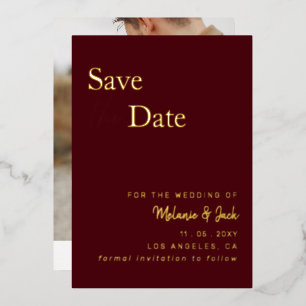 Invitation En Aluminium Burgundy Simple Calligraphie Photo Enregistrer La 