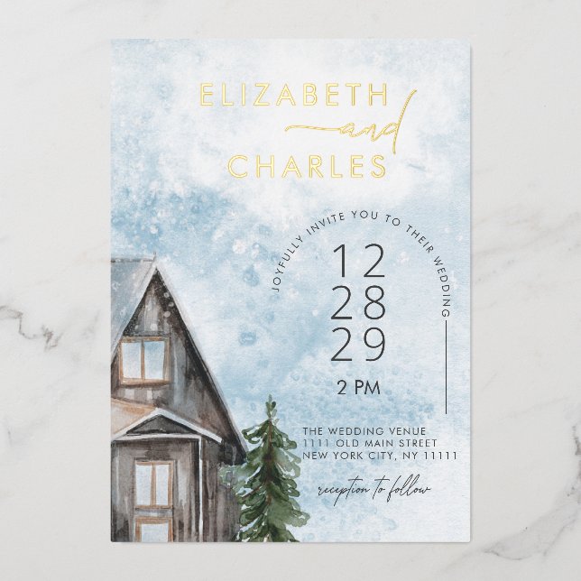 Invitation En Aluminium Cabine d'aquarelle Rustique Mariage de vacances hi (Recto)