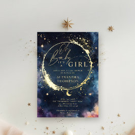 Invitation En Aluminium Cadeau céleste Minuit Bleu Élégant Baby shower