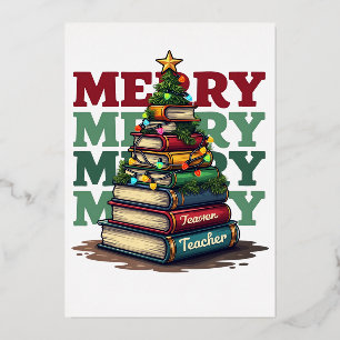 Invitation En Aluminium Cadeau pour Enseignant Joyeux Noël Livres pour E