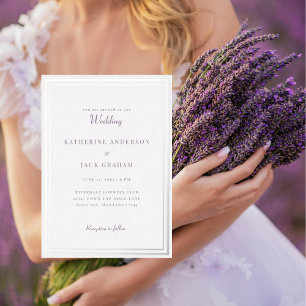 Invitation En Aluminium Cadre argenté élégant Texte lavande Mariage Argent