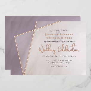 Invitation En Aluminium cadre asymétrique en plum muet avec or rose