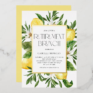 Invitation En Aluminium Cadre Botanique Aquarelle Citron pour Brunch de Re