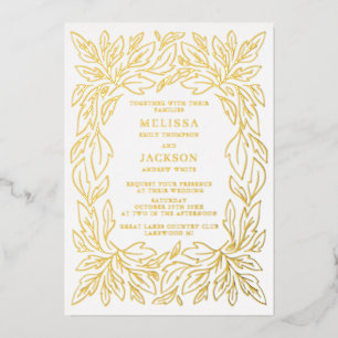 Invitation En Aluminium Cadre botanique moderne Mariage élégant
