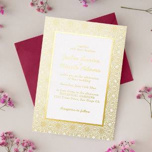 Invitation En Aluminium Cadre d'art géométrique classique Damas
