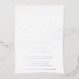 Invitation En Aluminium Cadre de calligraphie à feuille d'argent romantiqu
