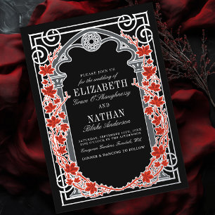 Invitation En Aluminium Cadre de cathédrale gothique argentée automne Mari