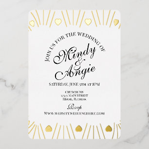 Invitation En Aluminium Cadre de coeurs gribouillés pour mariage