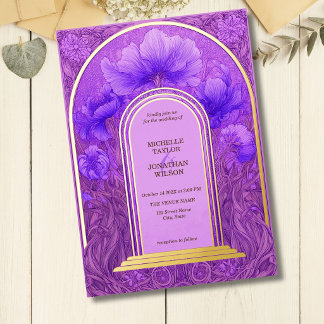 Invitation En Aluminium Cadre de jardin botanique Art Nouveau Rétro Vintag