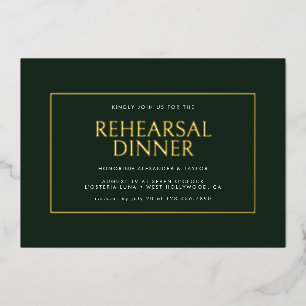 Invitation En Aluminium Cadre élégant minimal sombre vert doré pour répéti