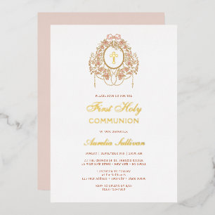 Invitation En Aluminium Cadre élégant Première communion Sainte Croix