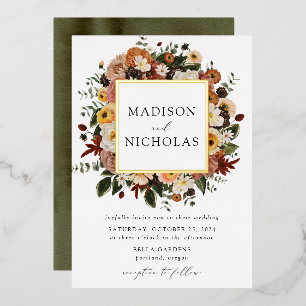 Invitation En Aluminium Cadre floral bohème automnal de mariage